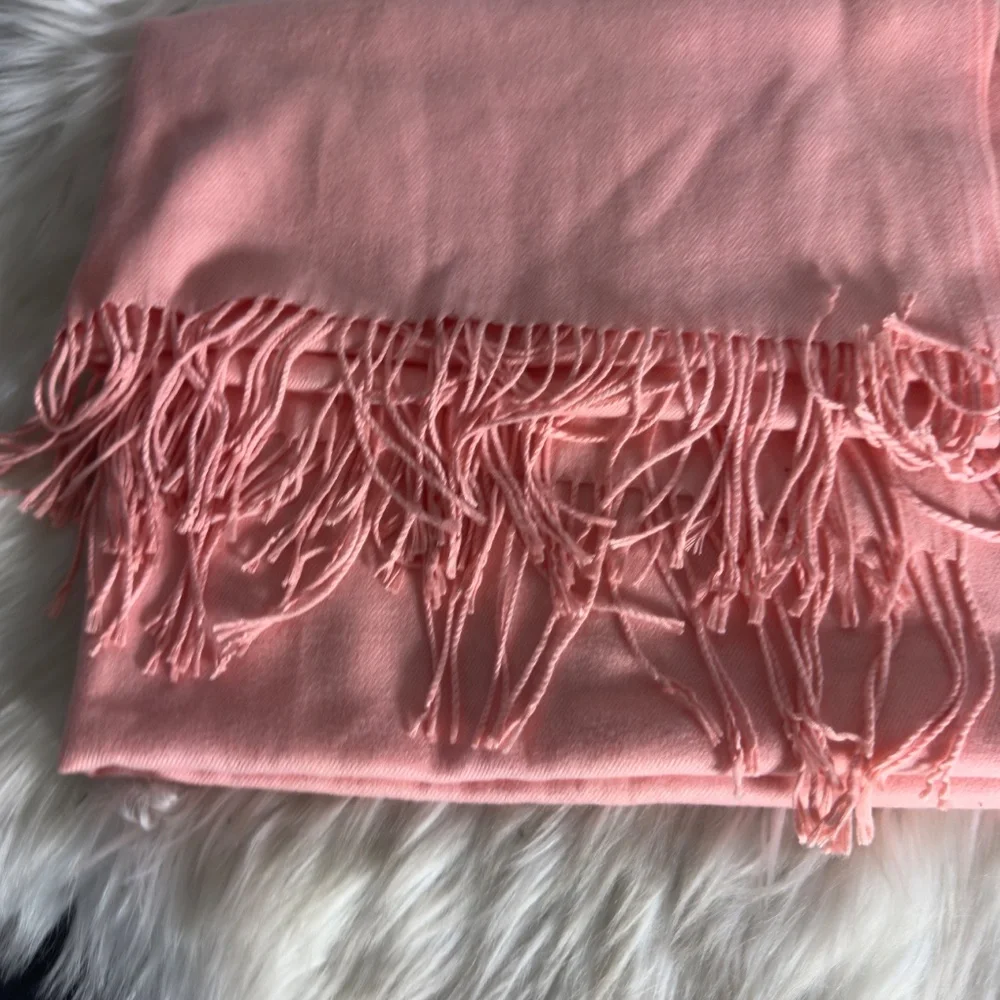 Petal‎ Pink Rectangle Vegan Cashmere Sustainable Fringed Scarf NWOT